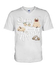 Sloth Make Me Happy V-Neck T-Shirt thumbnail