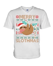 xmas sloth V-Neck T-Shirt thumbnail