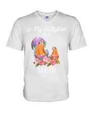 My birthstone egg sloth V-Neck T-Shirt thumbnail