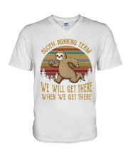 Sloth Running Team V-Neck T-Shirt thumbnail