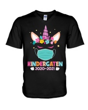 Quarantine Unicorn Kindergarten V-Neck T-Shirt thumbnail