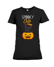 Spooky Cute Black Cat Halloween Pumpkin T-Shirt Premium Fit Ladies Tee thumbnail