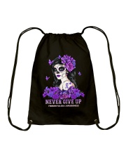 Never give up Drawstring Bag tile
