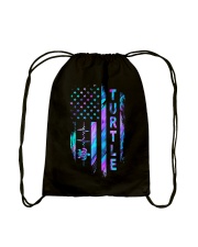 Turtle American flag Drawstring Bag tile