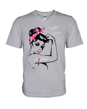 Wife mom fighter V-Neck T-Shirt tile
