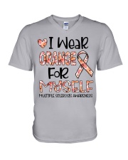 I wear orange V-Neck T-Shirt tile