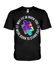 Why fit in when you're born to stand out V-Neck T-Shirt tile