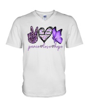Peace love hope V-Neck T-Shirt tile
