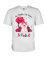 In october we wear pink V-Neck T-Shirt tile