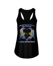 I wear teal and purple Ladies Flowy Tank tile