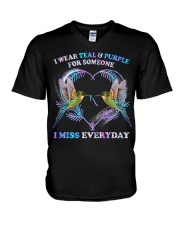 I wear teal and purple V-Neck T-Shirt tile