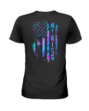 Hiking American flag Ladies T-Shirt back