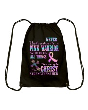 Never underestimate a warrior Drawstring Bag tile