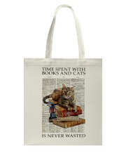 Time spent with books and cats Tote Bag tile