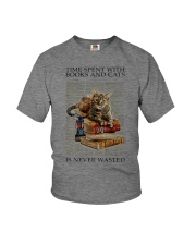 Time spent with books and cats Youth T-Shirt tile