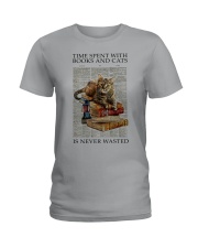 Time spent with books and cats Ladies T-Shirt tile
