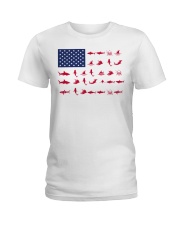 Shark American flag Ladies T-Shirt tile