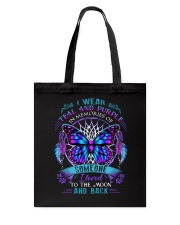 I wear teal and purple Tote Bag tile