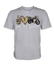 Peace Love Sport bike - Printed apparels V-Neck T-Shirt tile