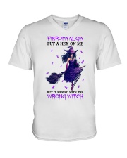 Fibromyalgia put a hex on me V-Neck T-Shirt tile