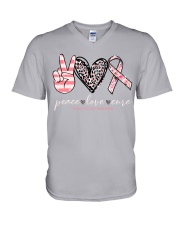 Peace love cure V-Neck T-Shirt tile