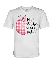 In october we wear pink V-Neck T-Shirt tile