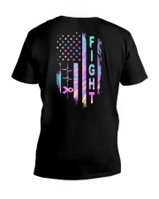 Breast cancer awareness American flag V-Neck T-Shirt tile