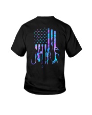 Hunting and fishing American flag Youth T-Shirt tile