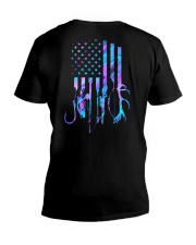 Hunting and fishing American flag V-Neck T-Shirt tile