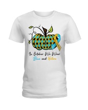 In October we wear blue and yellow Ladies T-Shirt tile