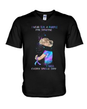 i wear teal and purple for someone V-Neck T-Shirt tile