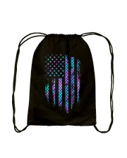 Mermaid American flag Drawstring Bag tile