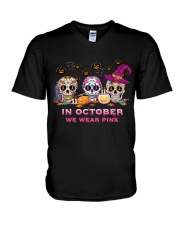 In october we wear pink V-Neck T-Shirt tile