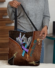Peace love life Leather pattern print All-over Tote aos-all-over-tote-lifestyle-front-10