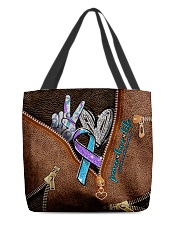 Peace love life Leather pattern print All-over Tote front