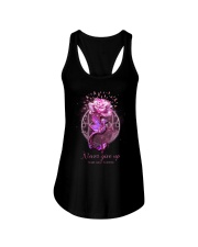 Never give up Ladies Flowy Tank tile