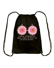 Check your boobs mine tried to kill me Drawstring Bag tile