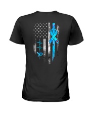Diabetes awareness American flag Ladies T-Shirt back