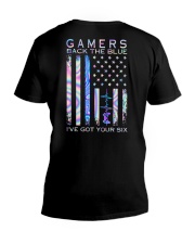 Gamers Back the Blue V-Neck T-Shirt tile