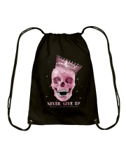 Never give up Drawstring Bag tile