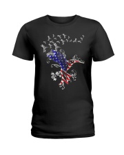 Hummingbird American flag Ladies T-Shirt tile