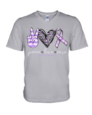 Peace love cure V-Neck T-Shirt tile