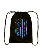 Biker American flag Drawstring Bag tile