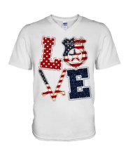 Love Independence Day V-Neck T-Shirt tile