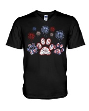 Patriotic paws V-Neck T-Shirt tile