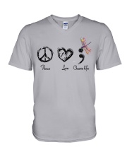 Peace love choose life V-Neck T-Shirt tile