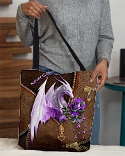 Never Give Up Leather Pattern Print All-over Tote aos-all-over-tote-lifestyle-front-10