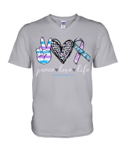 Peace love life V-Neck T-Shirt tile
