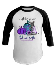 In september we wear teal and purple Baseball Tee tile