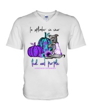 In september we wear teal and purple V-Neck T-Shirt tile